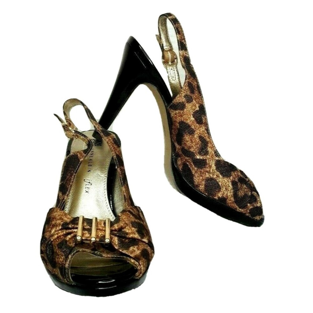 NEW Anne Klein AK Driscol Bronze Leopard Print Fabric Slingback iFlex Pump, 7.5M